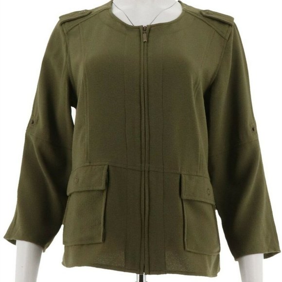 NWT LINEA LOUIS DELL'OLIO CREPE GAUZE ZIP JACKET 8 - Picture 1 of 10